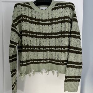 Hooked Up by IOT Distressed Mint Green Sweater